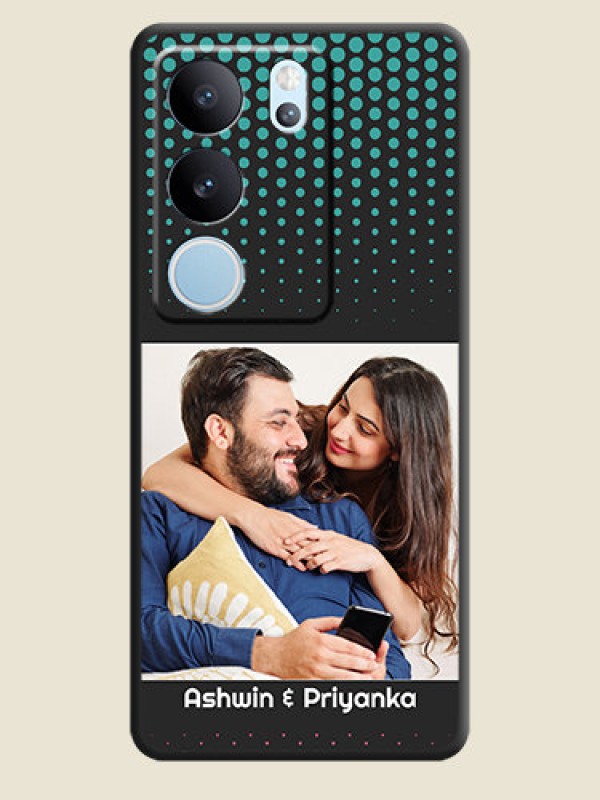 Custom Faded Dots with Grunge Photo Frame and Text On Space Black Custom Soft Matte Mobile Back Cover - Vivo V29 5G