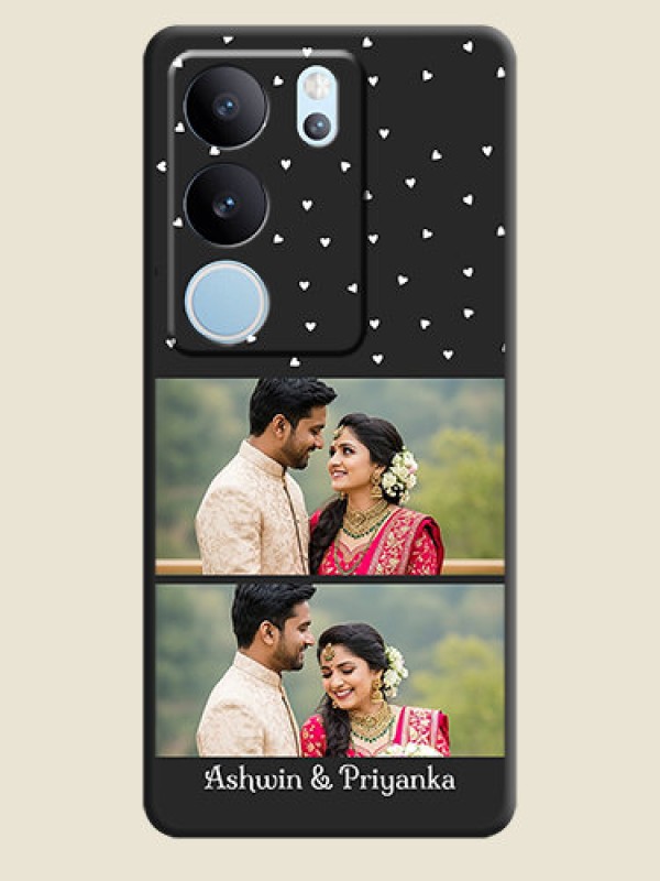 Custom Miniature Love Symbols with Name On Space Black Custom Soft Matte Mobile Back Cover - Vivo V29 Pro 5G