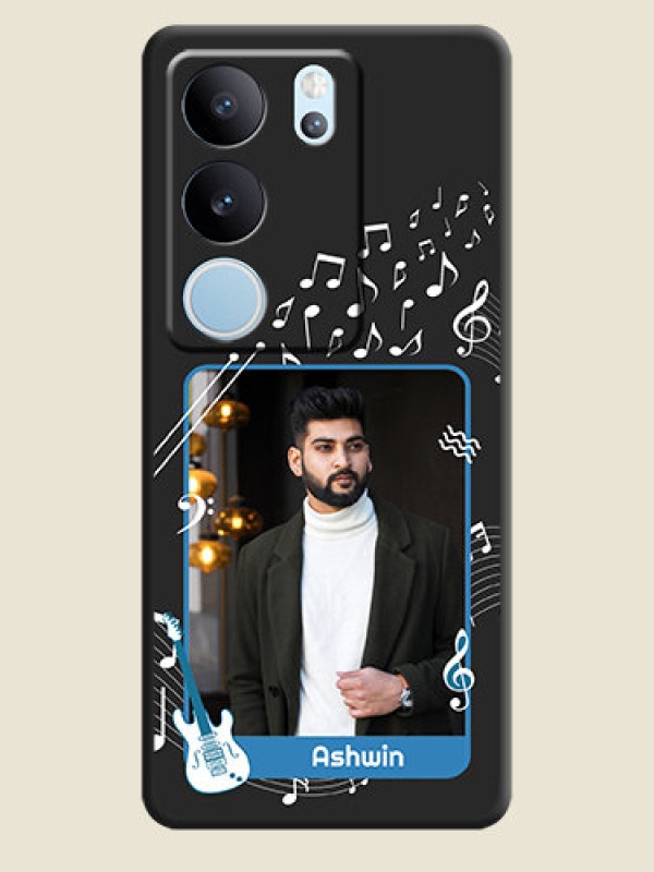 Custom Musical Theme Design with Text on Photo On Space Black Custom Soft Matte Mobile Back Cover - Vivo V29 Pro 5G