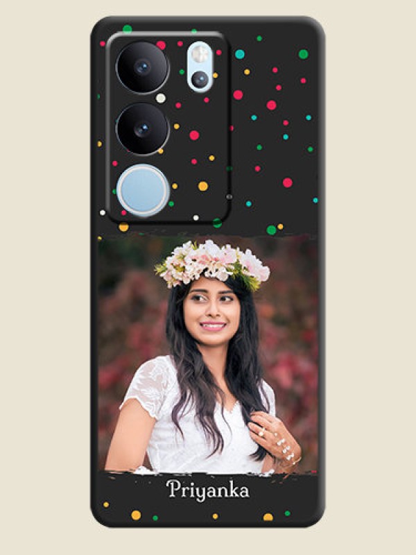 Custom Multicolor Dotted Pattern with Text  On Space Black Custom Soft Matte Mobile Back Cover - Vivo V29 Pro 5G