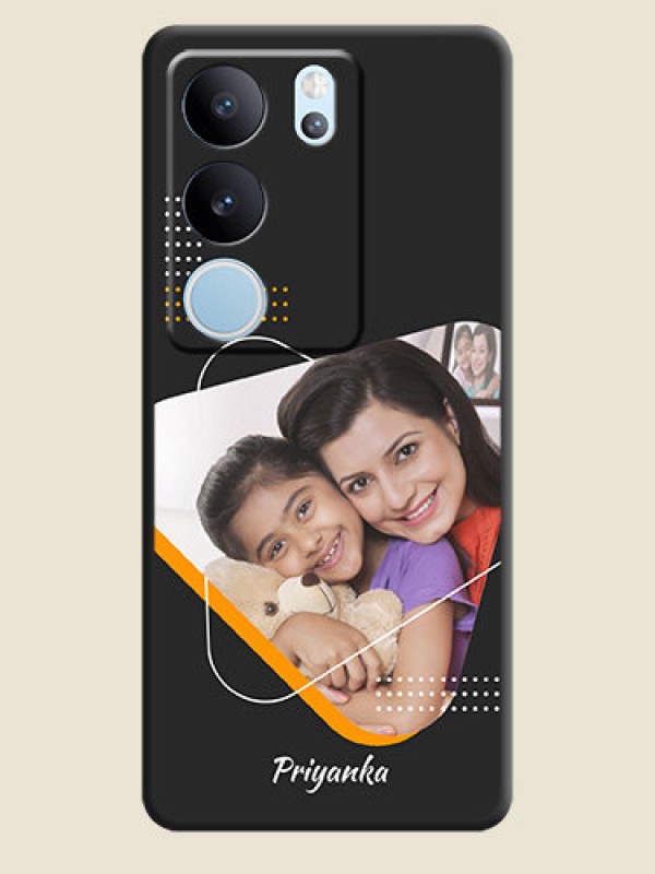 Custom Yellow Triangle on Photo On Space Black Custom Soft Matte Mobile Back Cover - Vivo V29 Pro 5G