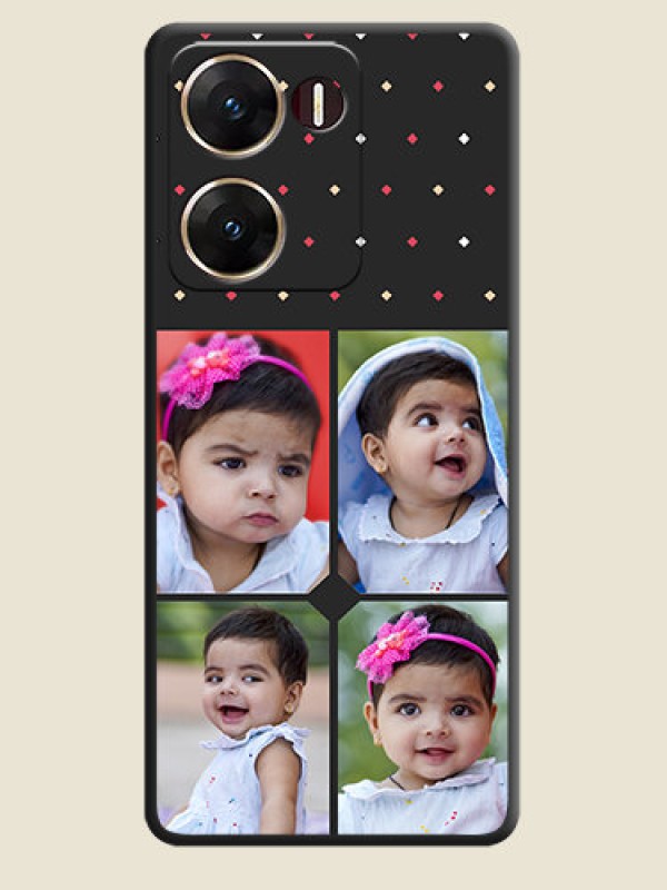 Custom Multicolor Dotted Pattern with 4 Image Holder On Space Black Custom Soft Matte Mobile Back Cover - Vivo V29E 5G