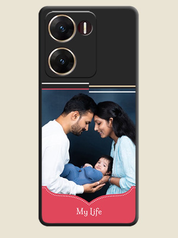 Custom Classic Plain Design with Name On Space Black Custom Soft Matte Mobile Back Cover - Vivo V29E 5G