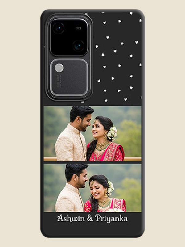 Custom Miniature Love Symbols with Name on Space Black Custom Soft Matte Back Cover - Vivo V30 5G