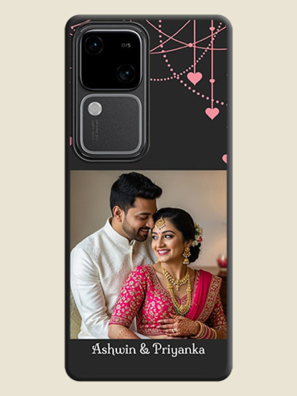 Custom Pink Love Hangings with Text on Space Black Custom Soft Matte Back Cover - Vivo V30 5G