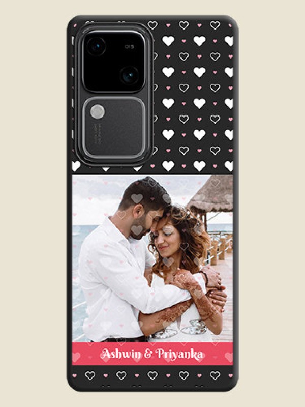 Custom White Color Love Symbols with Text Design - Photo on Space Black Soft Matte Phone Cover - Vivo V30 5G