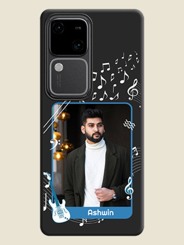 Custom Musical Theme Design with Text - Photo on Space Black Soft Matte Mobile Case - Vivo V30 5G