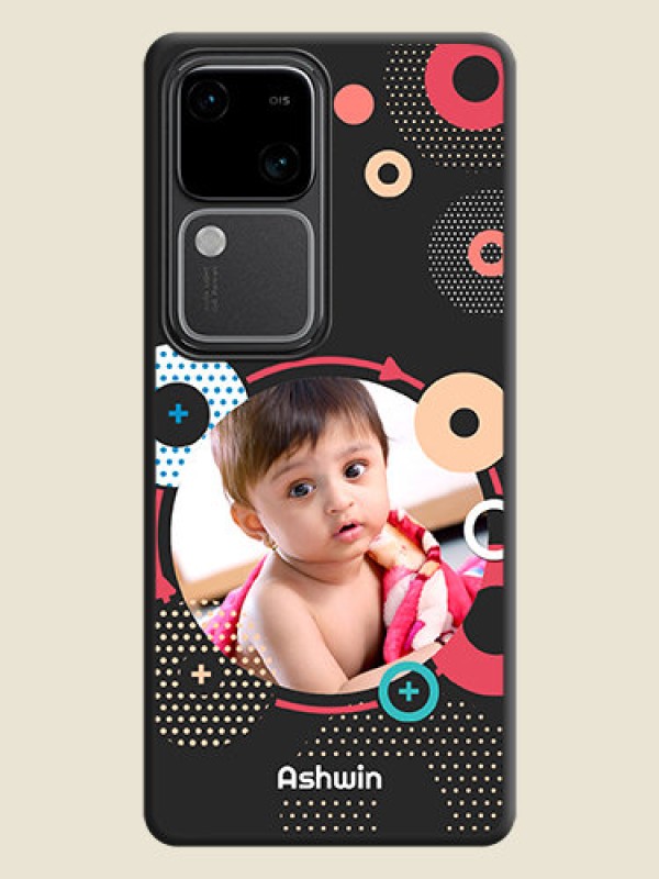 Custom Multicoloured Round Image on Personalised Space Black Soft Matte Cases - Vivo V30 5G