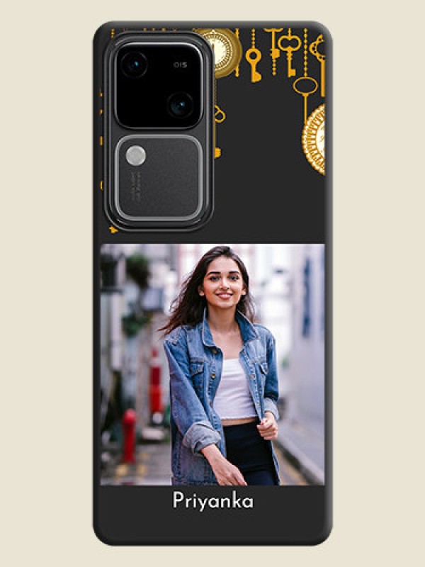 Custom Decorative Design with Text on Space Black Custom Soft Matte Back Cover - Vivo V30 5G