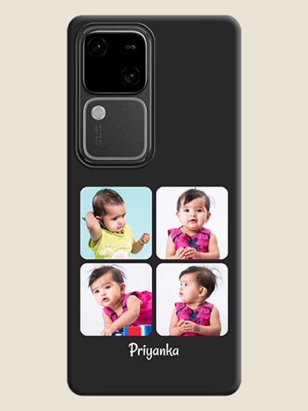 Custom Floral Art with 6 Image Holder - Photo on Space Black Soft Matte Mobile Case - Vivo V30 5G