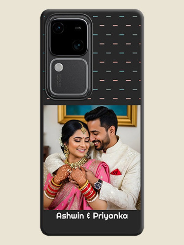 Custom Line Pattern Design with Text on Space Black Custom Soft Matte Phone Back Cover - Vivo V30 5G