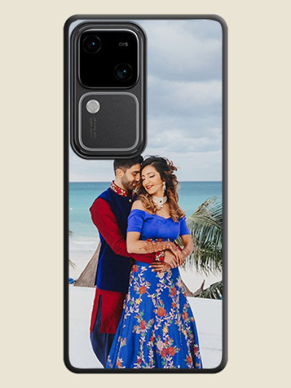 Custom Full Single Pic Upload On Space Black Personalized Soft Matte Phone Covers - Vivo V30 5G