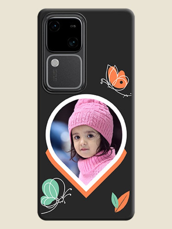 Custom Upload Pic With Simple Butterly Design On Space Black Personalized Soft Matte Phone Covers - Vivo V30 5G
