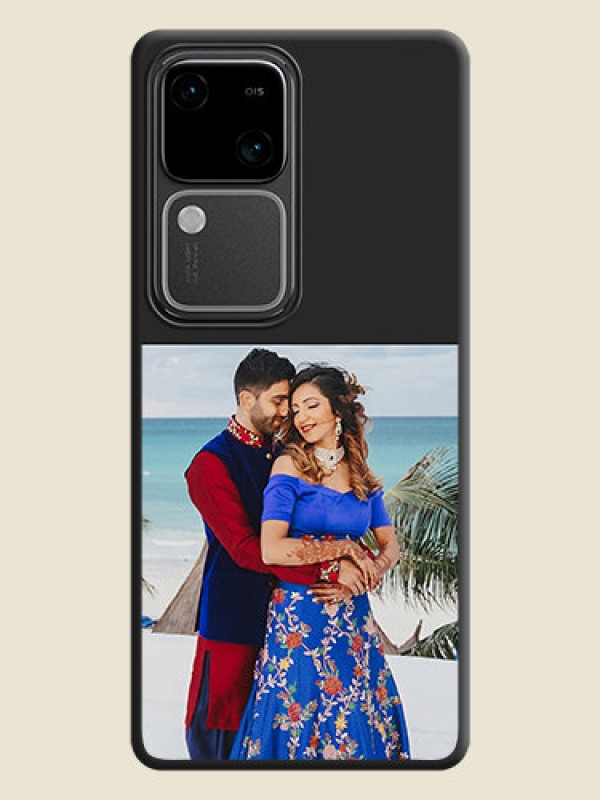 Custom Image Upload With Space Black Color On Custom Soft Matte Mobile Back Cover - Vivo V30 5G