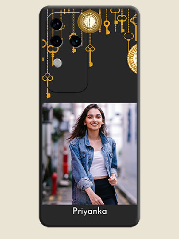 Custom Decorative Design with Text on Space Black Custom Soft Matte Back Cover - Vivo V30 Pro 5G