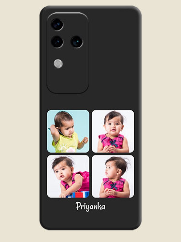 Custom Floral Art with 6 Image Holder - Photo on Space Black Soft Matte Mobile Case - Vivo V30 Pro 5G