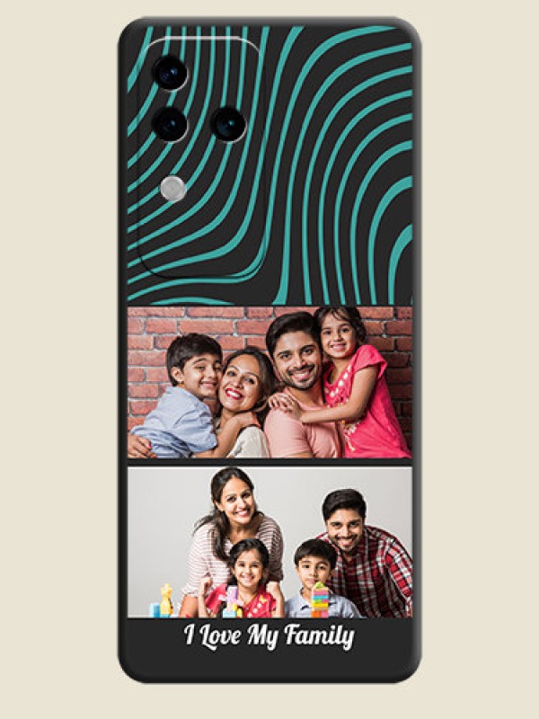 Custom Wave Pattern with 2 Image Holder on Space Black Personalized Soft Matte Phone Covers - Vivo V30 Pro 5G