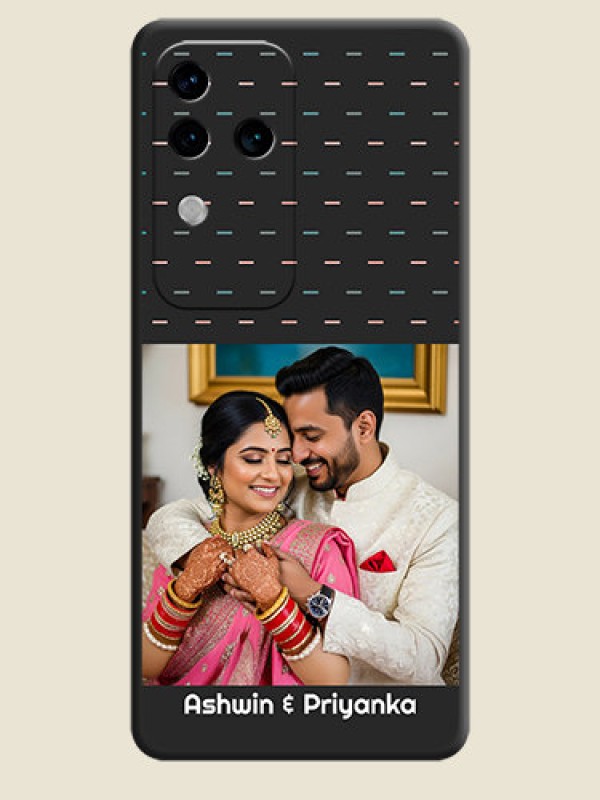 Custom Line Pattern Design with Text on Space Black Custom Soft Matte Phone Back Cover - Vivo V30 Pro 5G