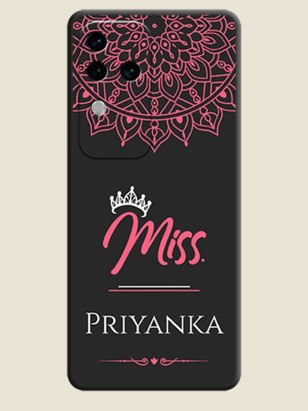 Custom Mrs Name with Floral Design on Space Black Personalized Soft Matte Phone Covers - Vivo V30 Pro 5G