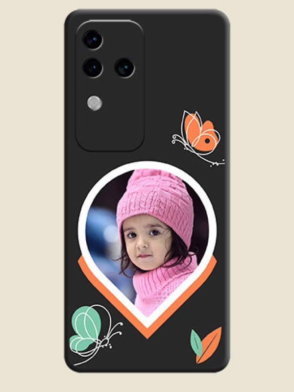 Custom Upload Pic With Simple Butterly Design On Space Black Personalized Soft Matte Phone Covers - Vivo V30 Pro 5G