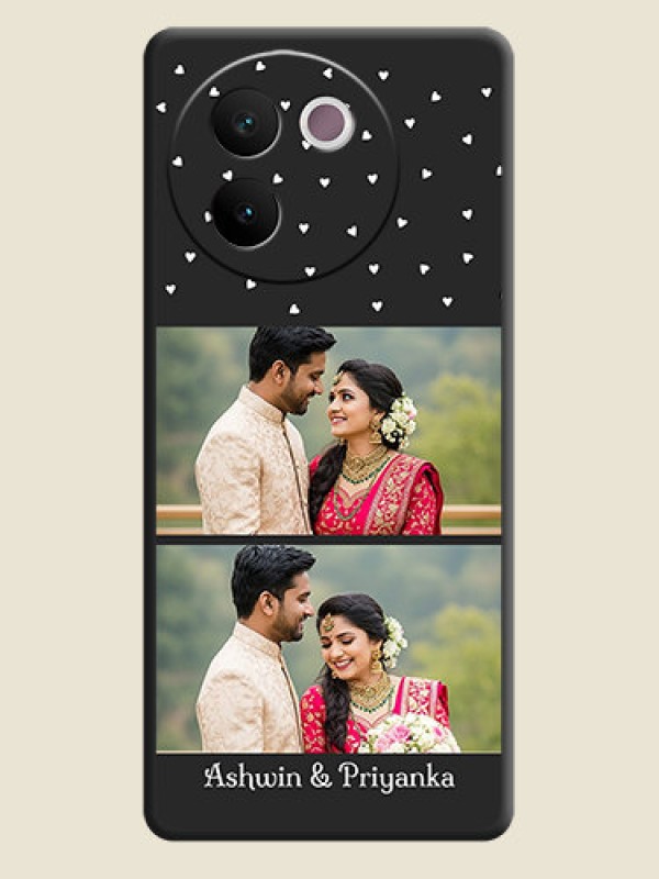 Custom Miniature Love Symbols with Name On Space Black Custom Soft Matte Mobile Back Cover - Vivo V30e 5G