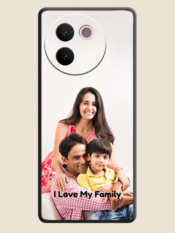 Custom Full Single Pic Upload With Text On Space Black Custom Soft Matte Mobile Back Cover - Vivo V30e 5G