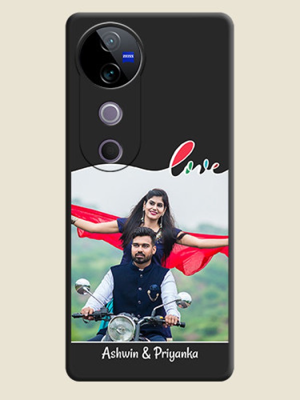 Custom Fall in Love Pattern with Picture on Photo On Space Black Custom Soft Matte Mobile Back Cover - Vivo V40 5G