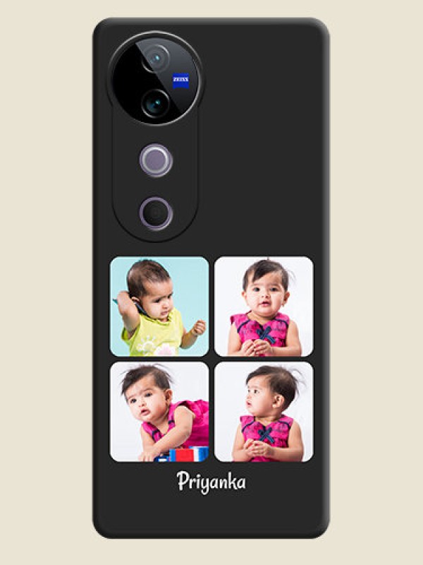 Custom Floral Art with 6 Image Holder on Photo On Space Black Custom Soft Matte Mobile Back Cover - Vivo V40 5G