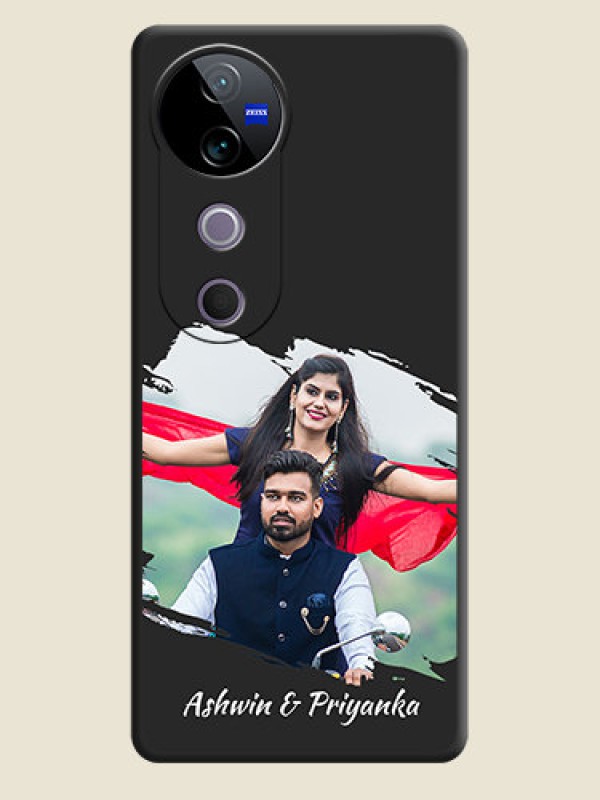 Custom Grunge Brush Strokes on Photo On Space Black Custom Soft Matte Mobile Back Cover - Vivo V40 5G