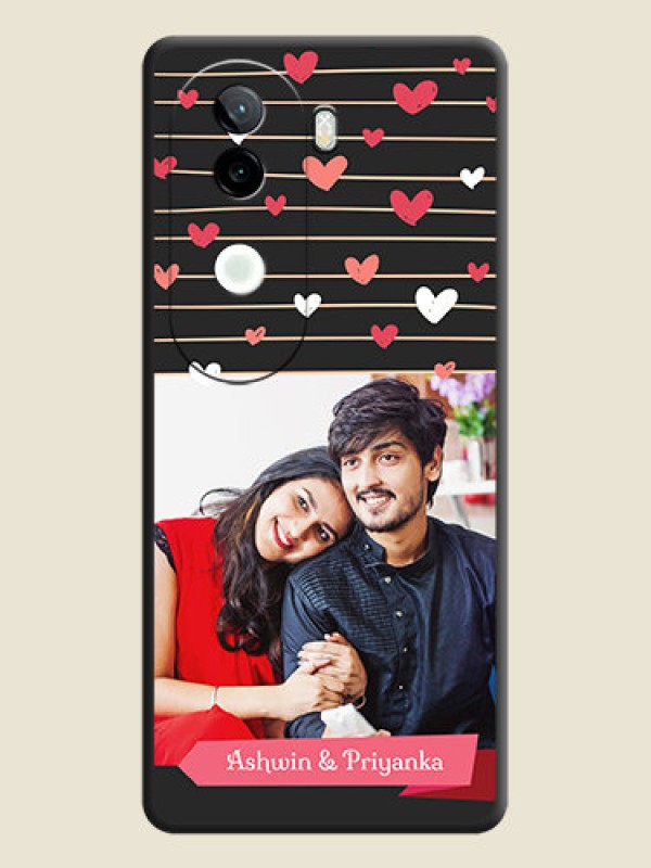 Custom Love Pattern with Name on Pink Ribbon on Photo On Space Black Custom Soft Matte Mobile Back Cover - Vivo V40e 5G