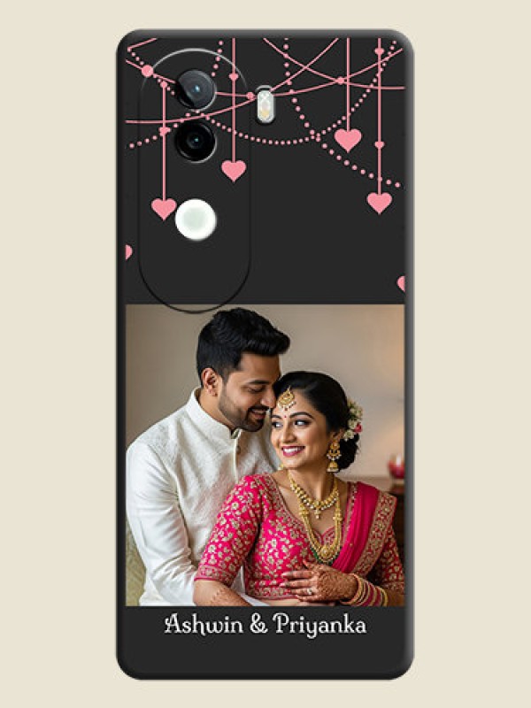 Custom Pink Love Hangings with Text On Space Black Custom Soft Matte Mobile Back Cover - Vivo V40e 5G