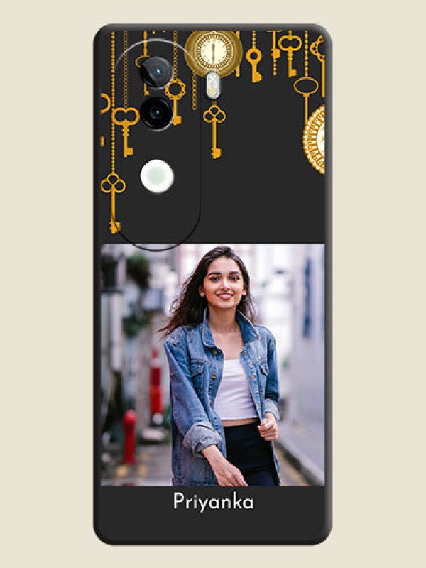 Custom Decorative Design with Text On Space Black Custom Soft Matte Mobile Back Cover - Vivo V40e 5G