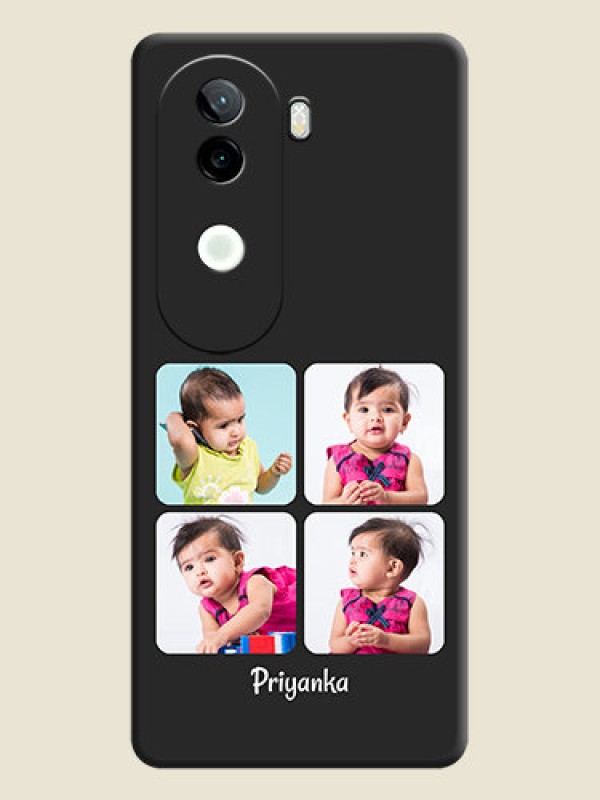 Custom Floral Art with 6 Image Holder on Photo On Space Black Custom Soft Matte Mobile Back Cover - Vivo V40e 5G