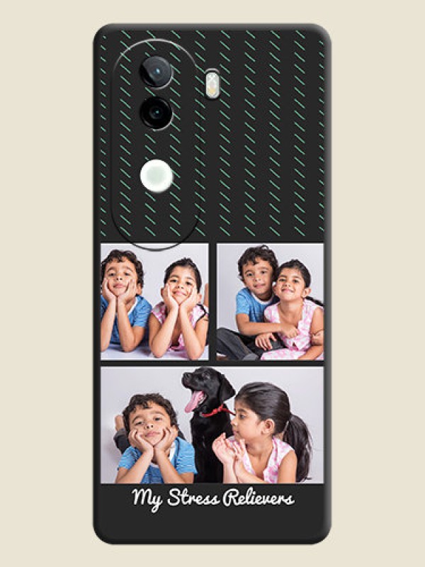 Custom Cross Dotted Pattern with 2 Image Holder On Space Black Custom Soft Matte Mobile Back Cover - Vivo V40e 5G