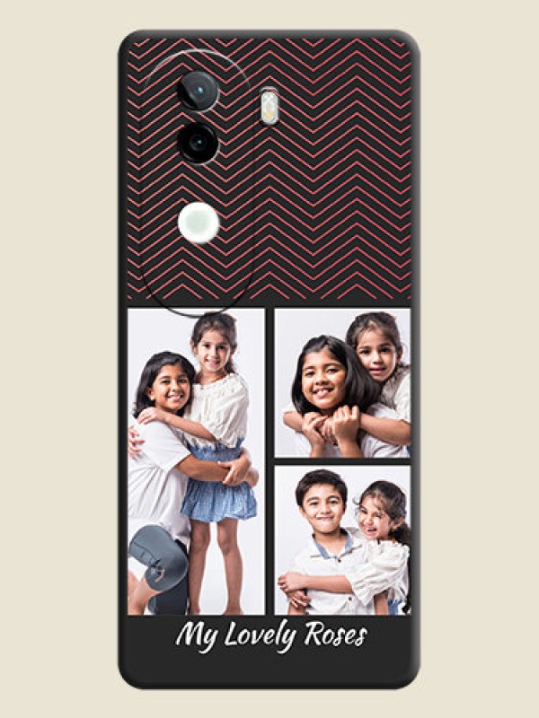 Custom Wave Pattern with 3 Image Holder On Space Black Custom Soft Matte Mobile Back Cover - Vivo V40e 5G