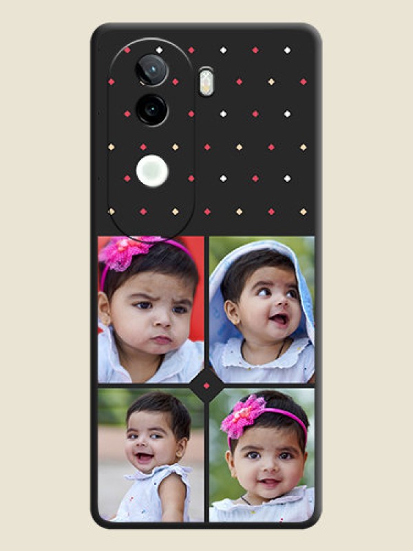 Custom Multicolor Dotted Pattern with 4 Image Holder On Space Black Custom Soft Matte Mobile Back Cover - Vivo V40e 5G