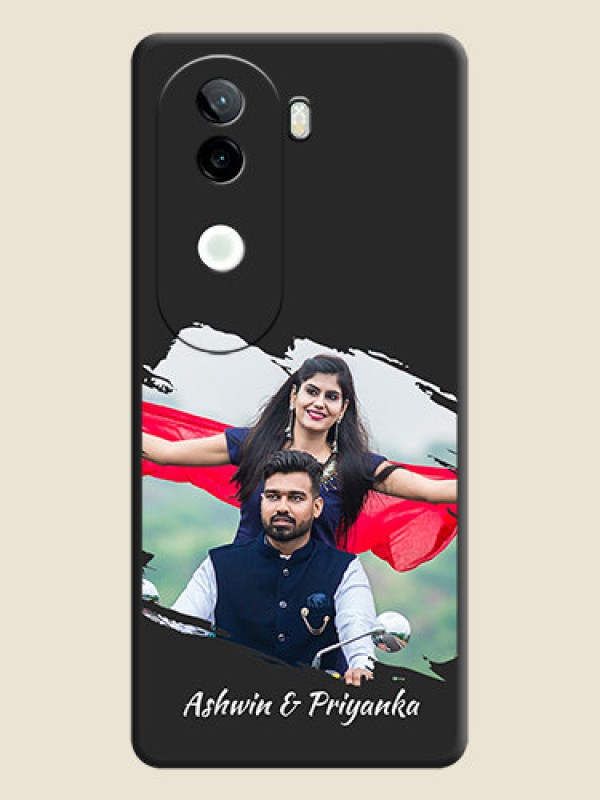 Custom Grunge Brush Strokes on Photo On Space Black Custom Soft Matte Mobile Back Cover - Vivo V40e 5G