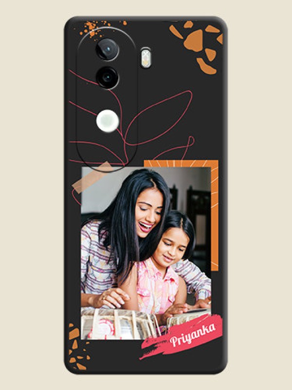 Custom Orange Photo Frame On Space Black Custom Soft Matte Mobile Back Cover - Vivo V40e 5G