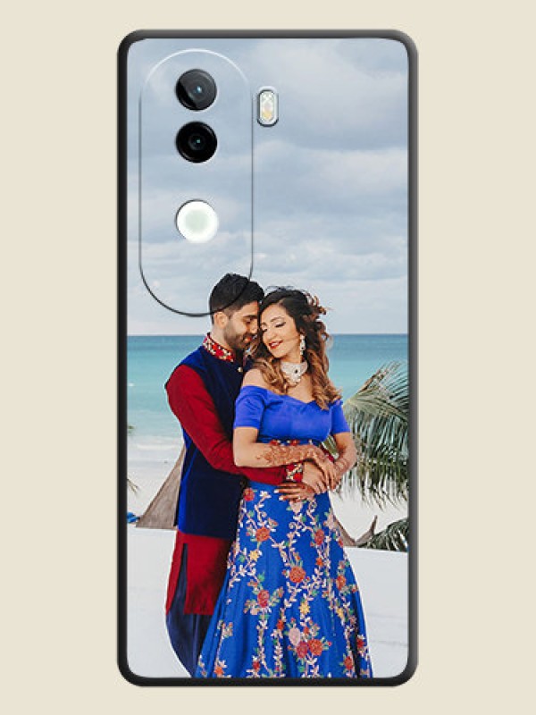 Custom Full Single Pic Upload On Space Black Custom Soft Matte Mobile Back Cover - Vivo V40e 5G