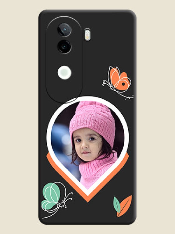 Custom Upload Pic With Simple Butterly Design On Space Black Custom Soft Matte Mobile Back Cover - Vivo V40e 5G