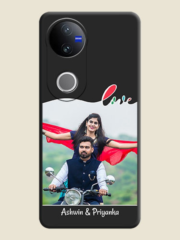 Custom Fall in Love Pattern with Picture on Photo On Space Black Custom Soft Matte Mobile Back Cover - Vivo V50 5G