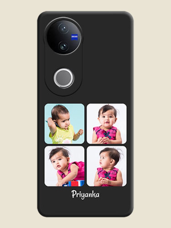Custom Floral Art with 6 Image Holder on Photo On Space Black Custom Soft Matte Mobile Back Cover - Vivo V50 5G