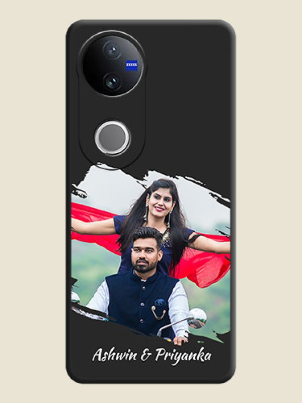 Custom Grunge Brush Strokes on Photo On Space Black Custom Soft Matte Mobile Back Cover - Vivo V50 5G