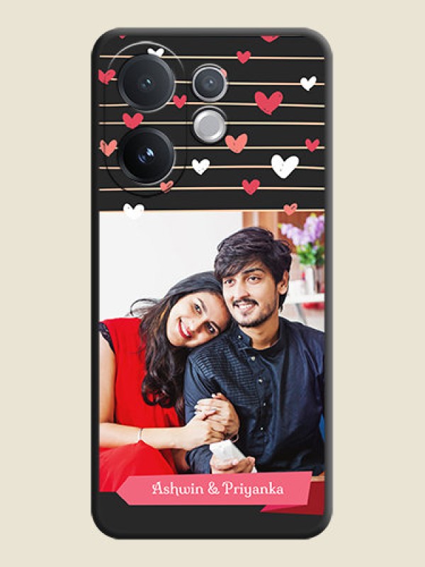 Custom Love Pattern with Name on Pink Ribbon on Photo On Space Black Custom Soft Matte Mobile Back Cover - Vivo V60 5G