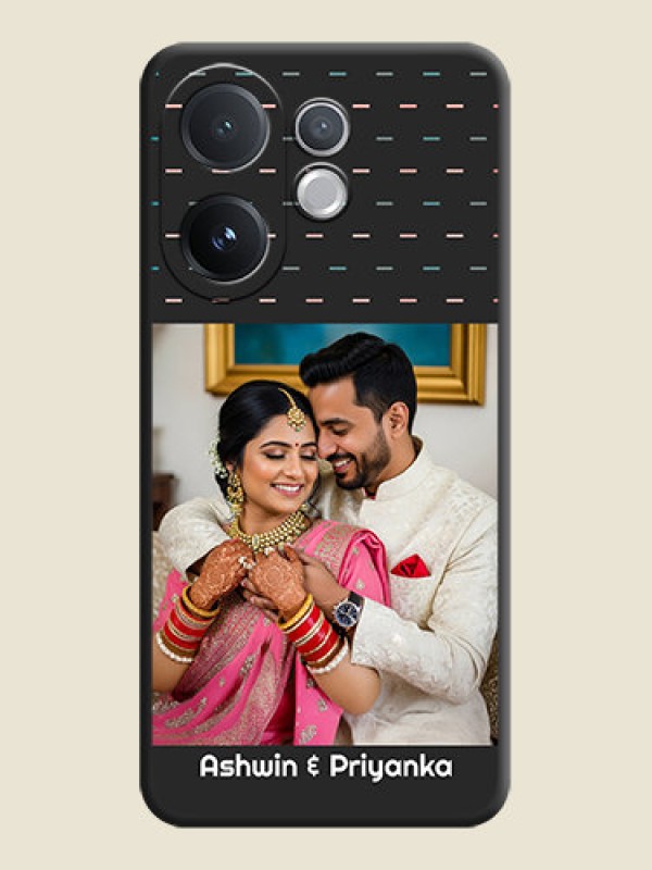 Custom Line Pattern Design with Text On Space Black Custom Soft Matte Mobile Back Cover - Vivo V60 5G