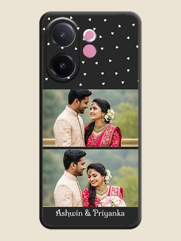 Custom Miniature Love Symbols with Name On Space Black Custom Soft Matte Mobile Back Cover - Vivo V60e 5G