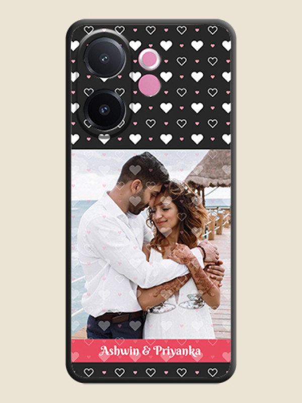 Custom White Color Love Symbols with Text Design on Photo On Space Black Custom Soft Matte Mobile Back Cover - Vivo V60e 5G