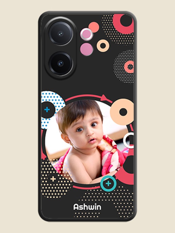 Custom Multicoloured Round Image On Space Black Custom Soft Matte Mobile Back Cover - Vivo V60e 5G