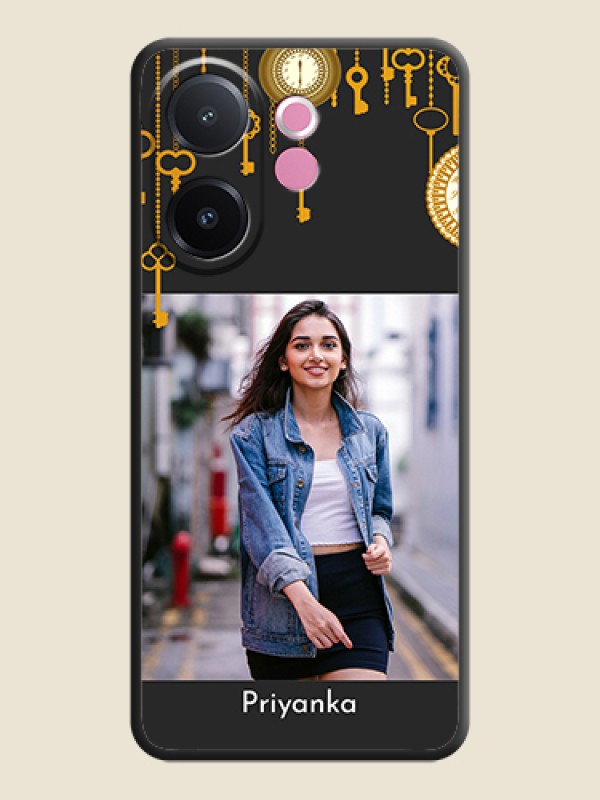 Custom Decorative Design with Text On Space Black Custom Soft Matte Mobile Back Cover - Vivo V60e 5G