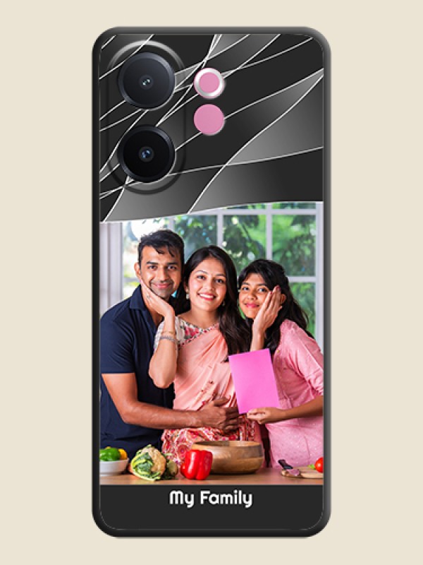 Custom Mixed Wave Lines on Photo On Space Black Custom Soft Matte Mobile Back Cover - Vivo V60e 5G